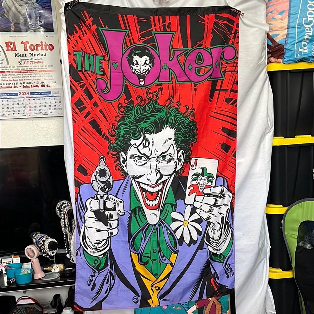 DC Comics Joker Tapestry Red and Green Wall Art
